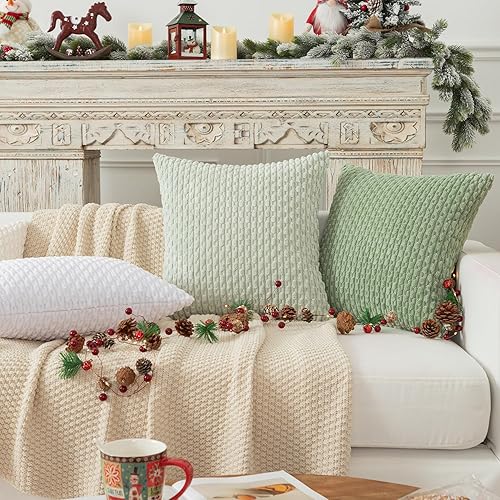 Vista 323 de Kevin Textile - Juego de 2 fundas decorativas para cojines, de pana y con moderno estilo campestre bohemio a rayas para decorar hogar, sofá, cama