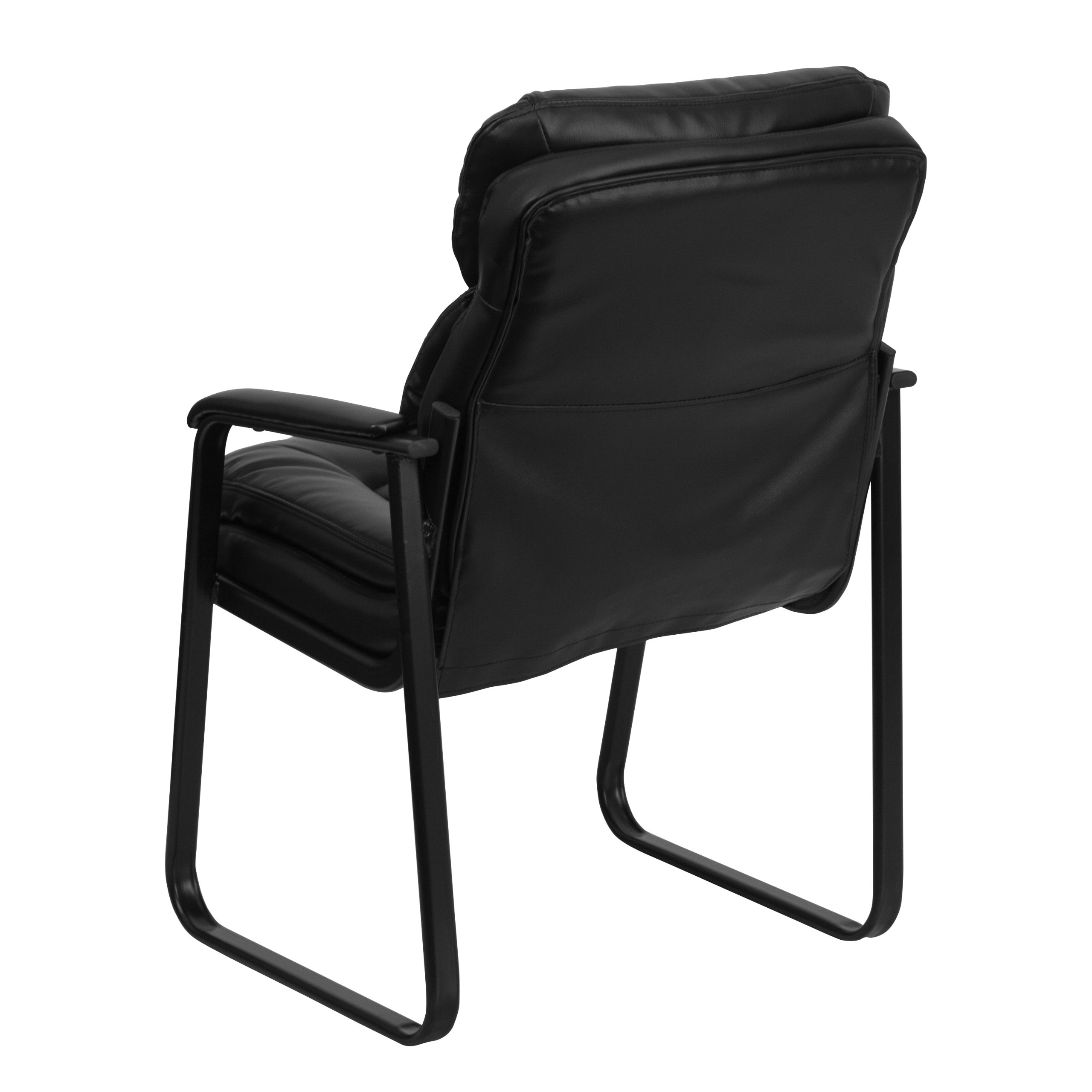 Flash Furniture Sedia reception direzionale, imbottitura parziale, con supporto lombare e base a slitta, ecopelle nera, set da 1 pezzo