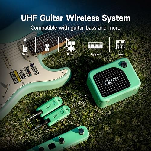 Miniatura 4 de GTRS GWU4 UHF Sistema de guitarra inalámbrico transmisor y receptor 4 canales de señal recargables, coincidencia automática, baja latencia, rango de