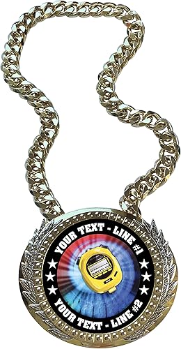 Express Medals Trofeo de cadena de campeón de natación versión de metal con 2 líneas de texto personalizado personalizado en una gran medalla de