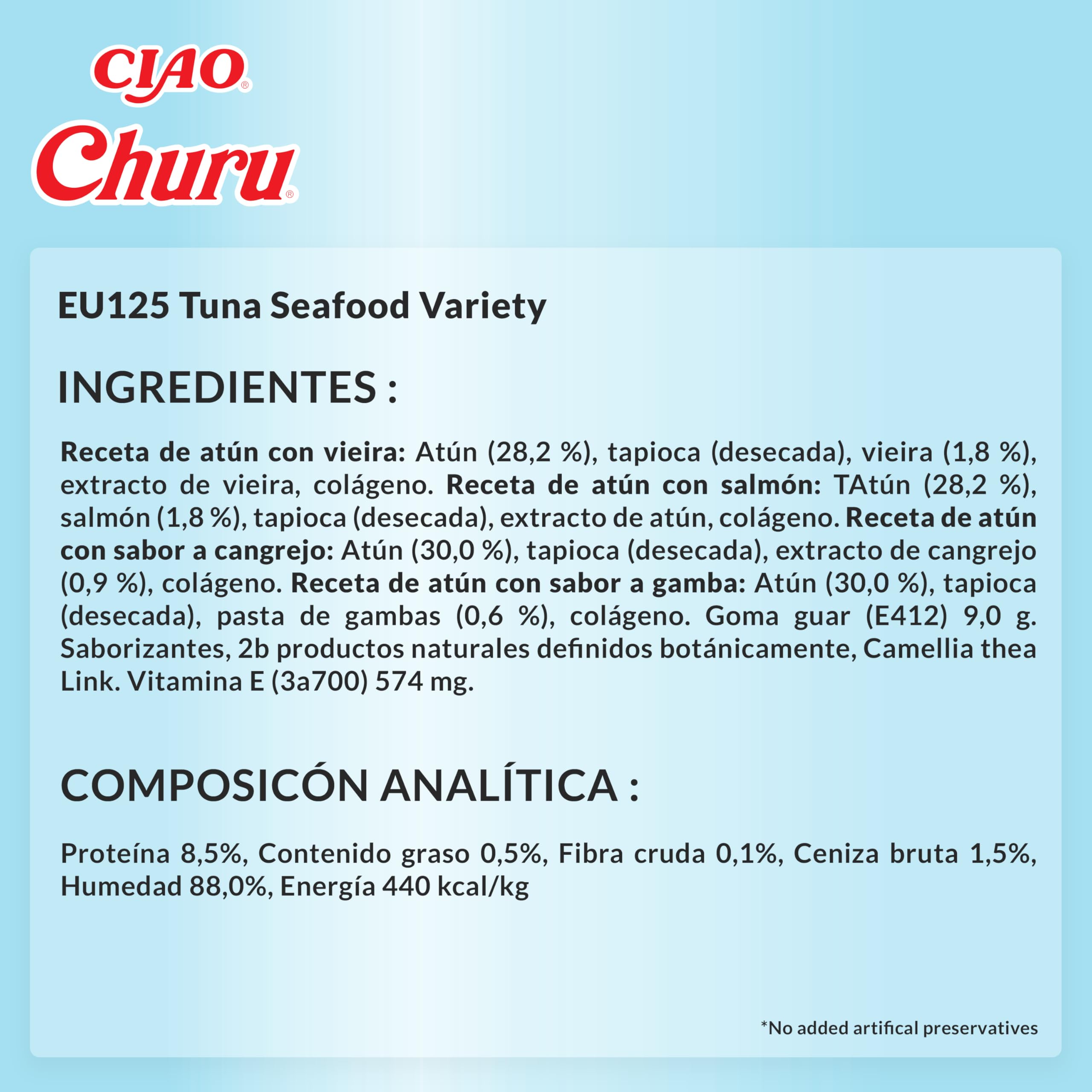 INABA Churu Gatos - 4 Recetas de Snacks Saludables a Base de Atún - Deliciosos Premios con Textura Suave y Cremosa - Natural, Sin Cereales, Sin Conservantes, Sin Colorantes - 280g (20x14g)