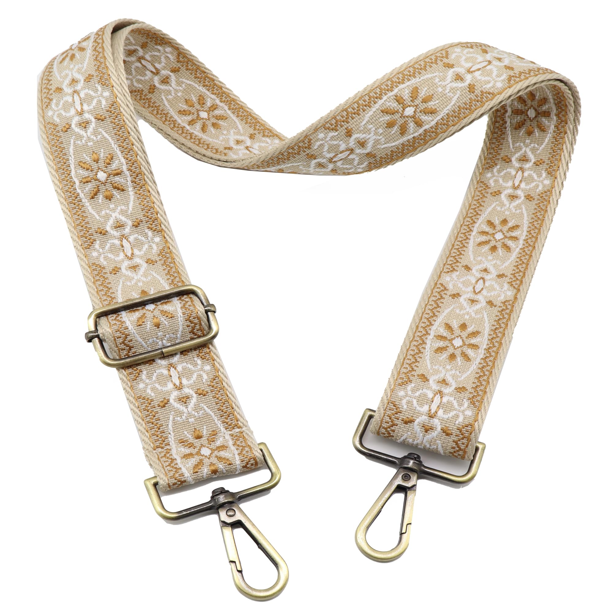 LEMEDE Purse Strap Adjustable Replacement Crossbody Bag Strap Retro Jacquard Embroidery Shoulder Straps for Canvas Bag