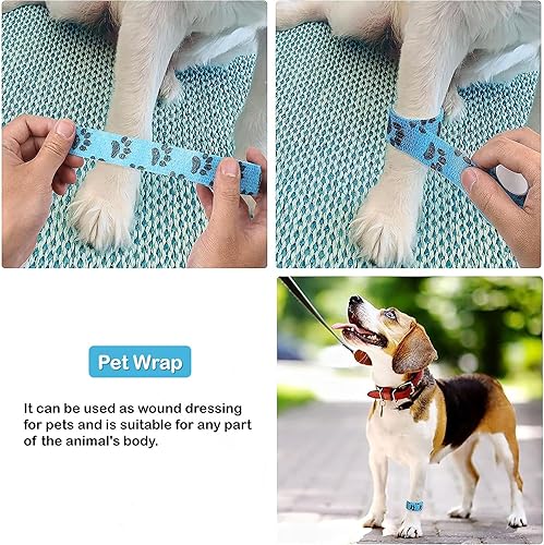 Miniatura 6 de Vendaje autoadhesivo, 9 unidades de 1 pulgada x 5 yardas, cinta adhesiva no tejida, envoltura para mascotas para perros, caballos, mascotas,