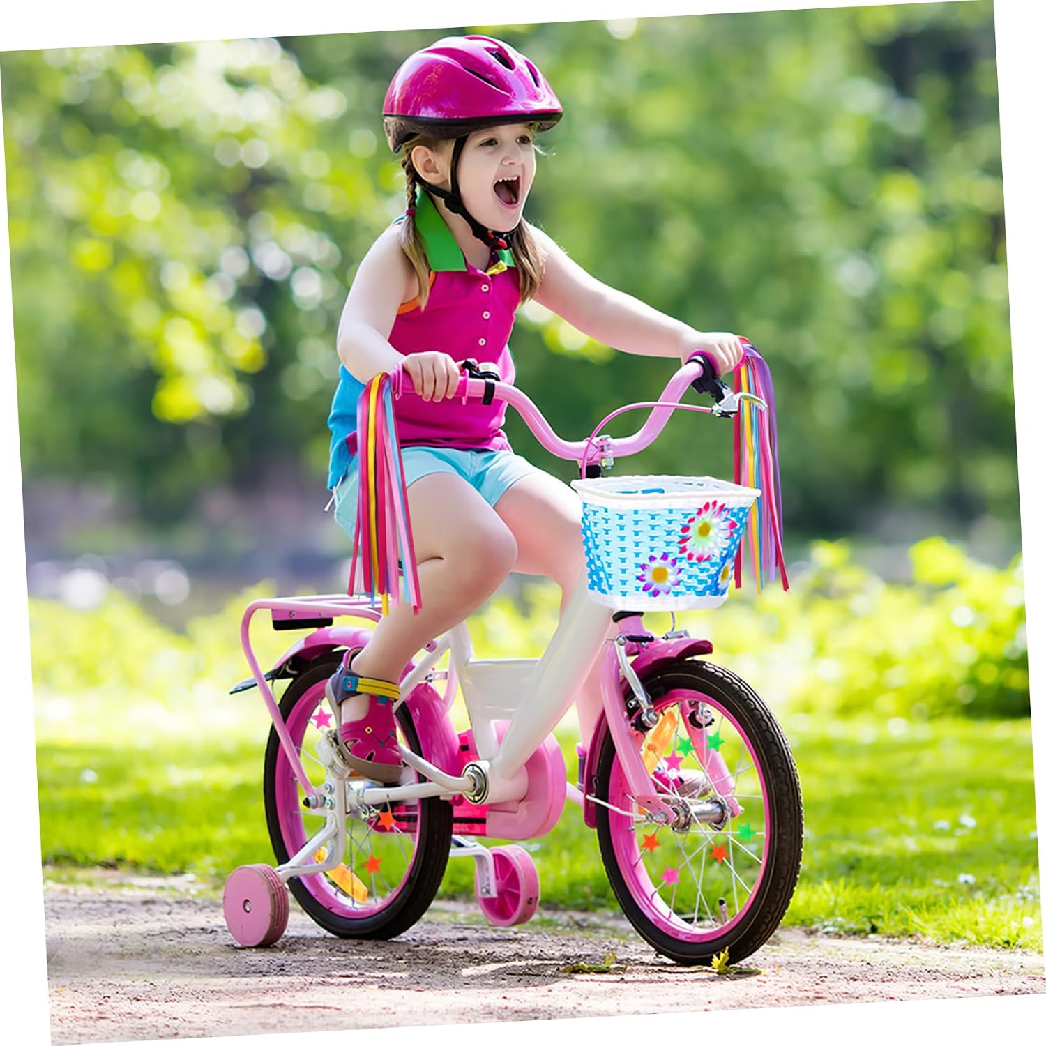 YARNOW Bike Streamers and Bead Set for Girls Colorful Bicycle Decorations Handlebar Tassels Fun Accessories for Boys and Girls Bicycles and Scooters