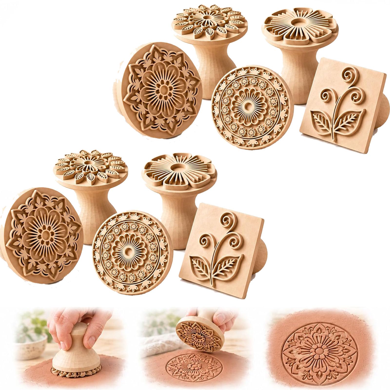 Sellos para cerámica en placa, sellos para impresiones arcilla (10pc)