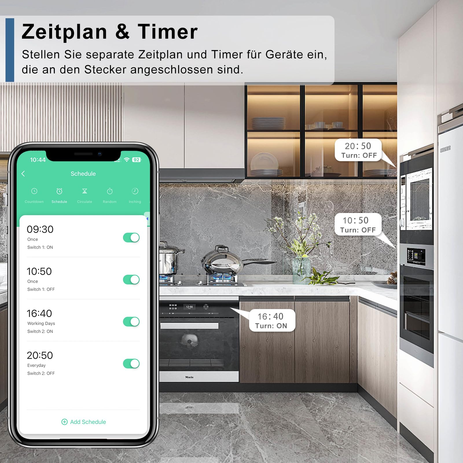 CNBINGO Toma de Corriente Inteligente WLAN con medición de Potencia, Funciona con Alexa, Google Assistant, Mini Enchufe WiFi con Temporizador y Control por Voz, Enchufe d