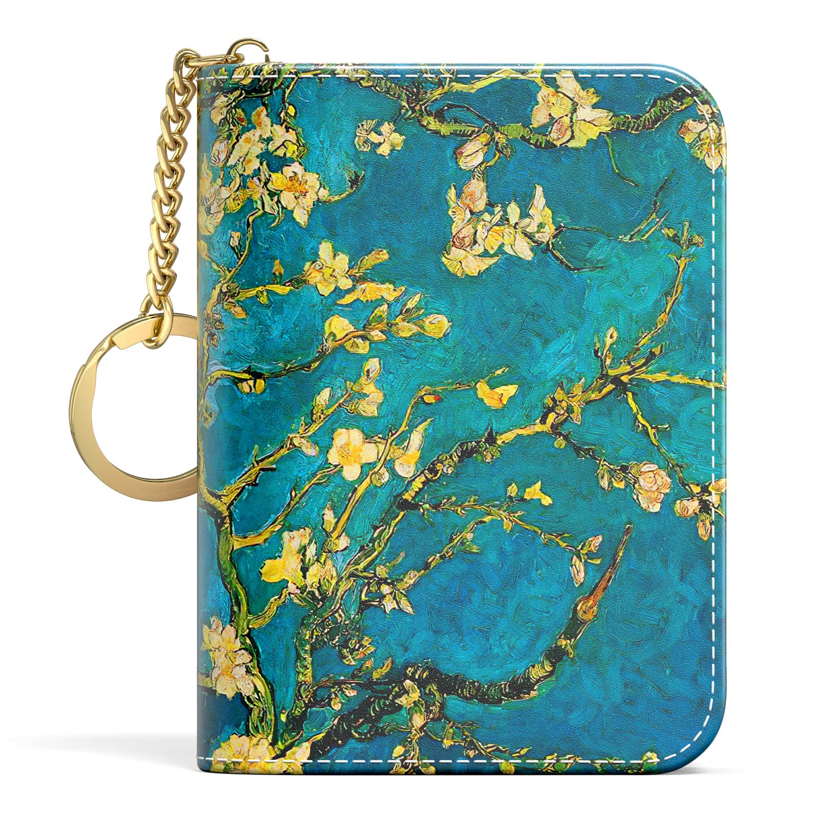 Credit Card Holder for Women, Small RFID Wallet Slim Leather Card Case | Credit Card Holder for Women, Business Card Organizer Case with Zipper and Keychain