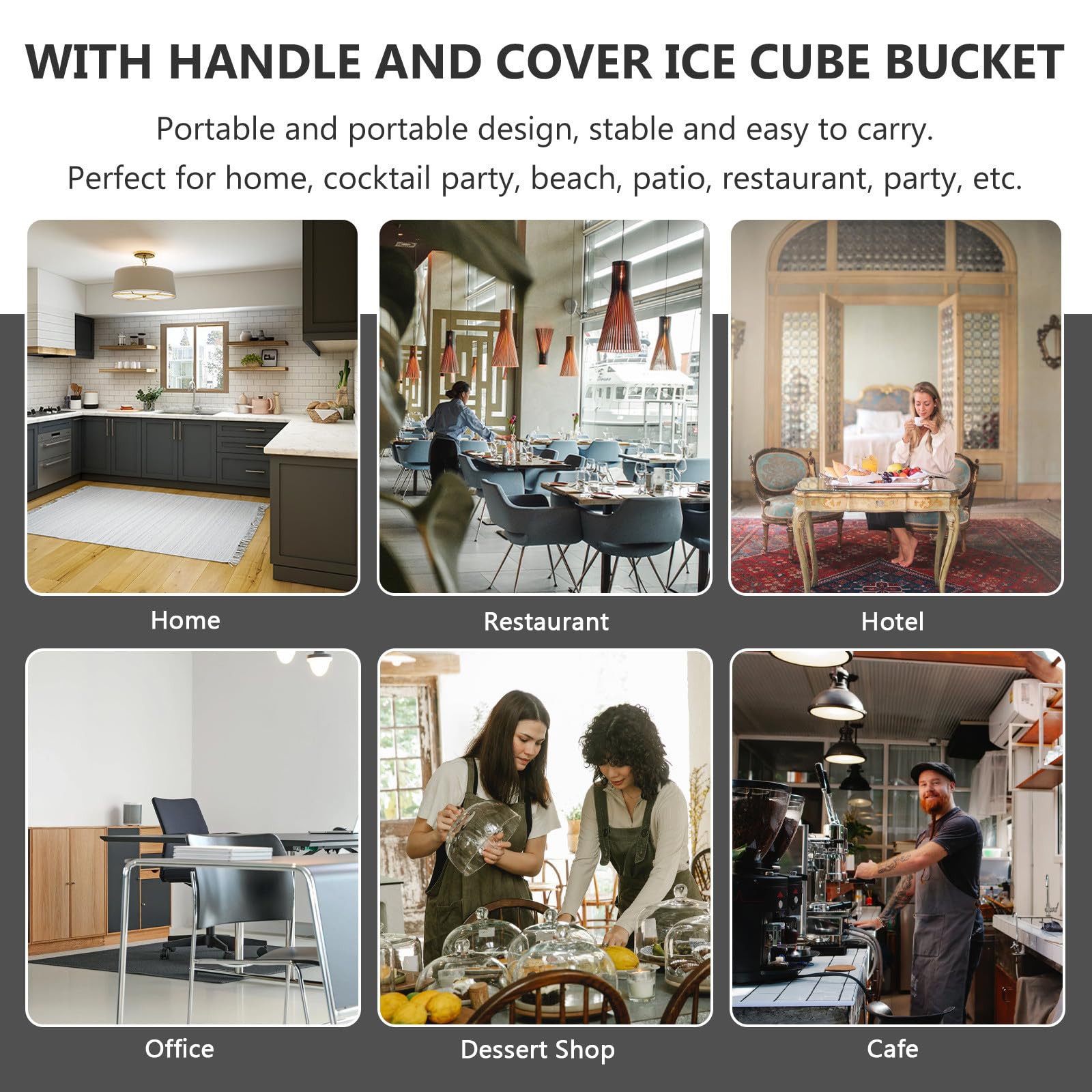 Cubo de Hielo de Acero Inoxidable 1, 3 L Asa y Tapa