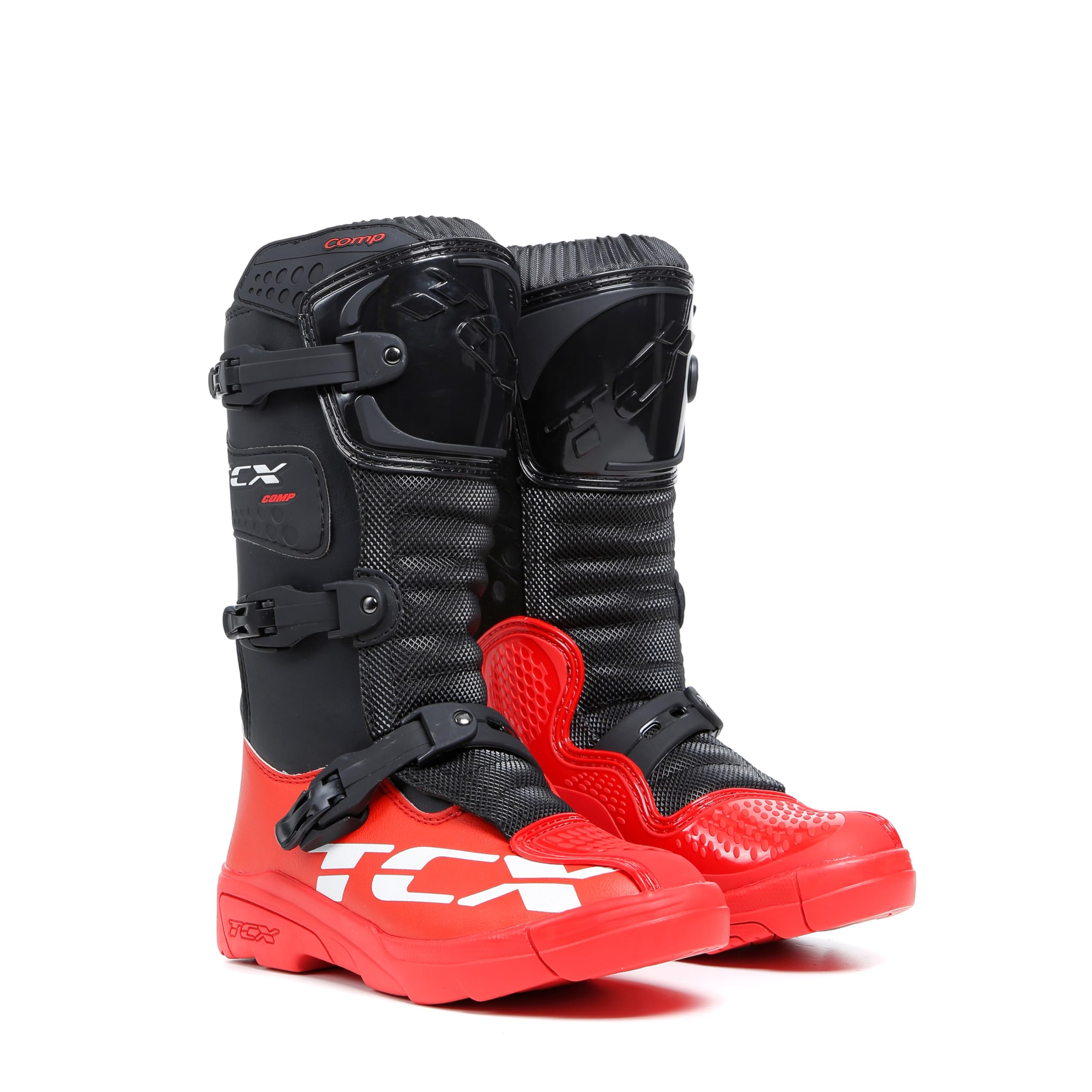 TCX Herren Comp KidKinder-Motocross-Stiefel, Obermaterial aus Mikrofaser, 3-Schnallen-Polyurethan-Verschluss mit Mikrometrischer Verstellung und Klettverschluss