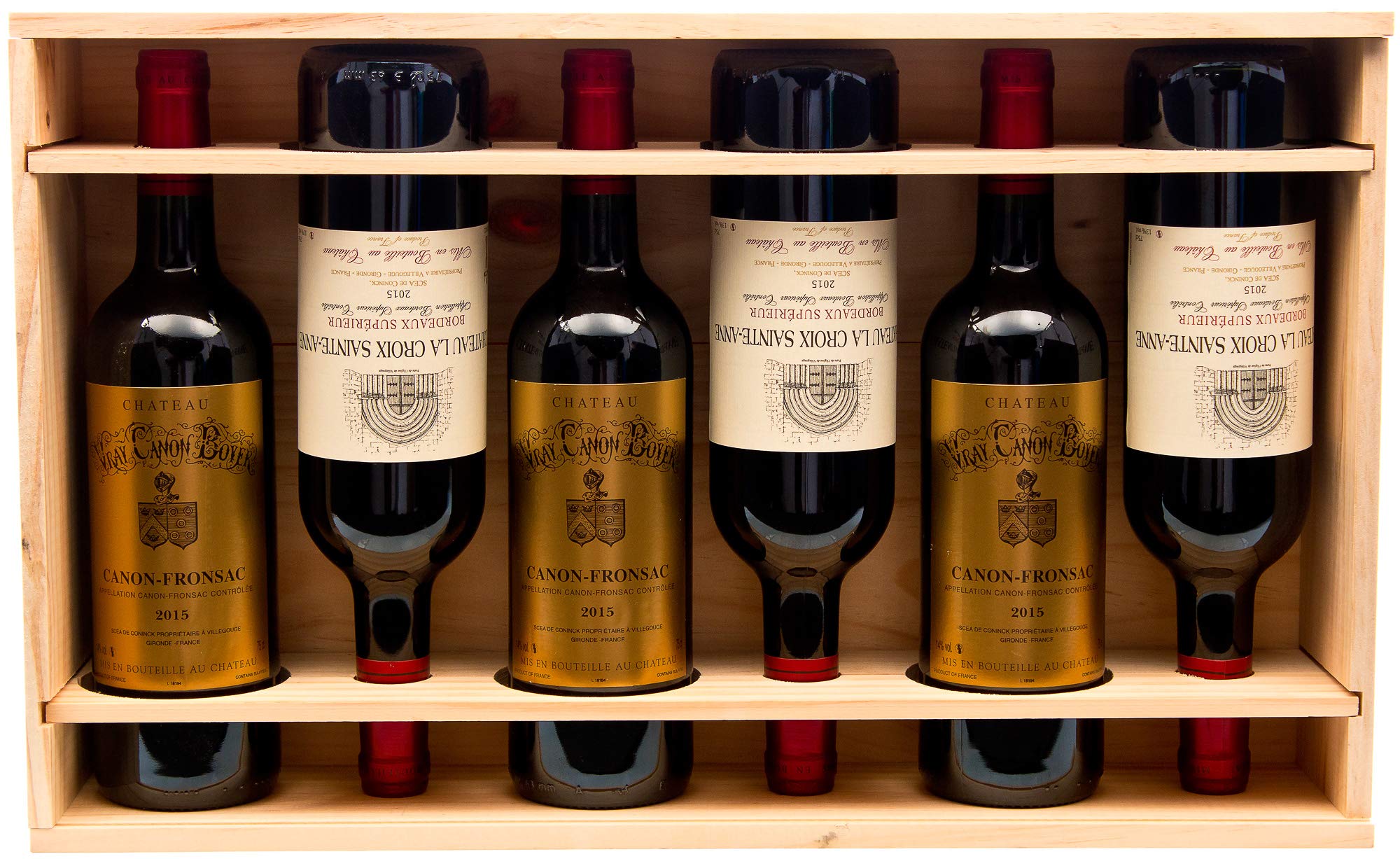 Ma Flasche – Holzkiste mit Reißverschluss, Kapazität 6 Flaschen Bordeaux, Burgund 75 cl – einzeln