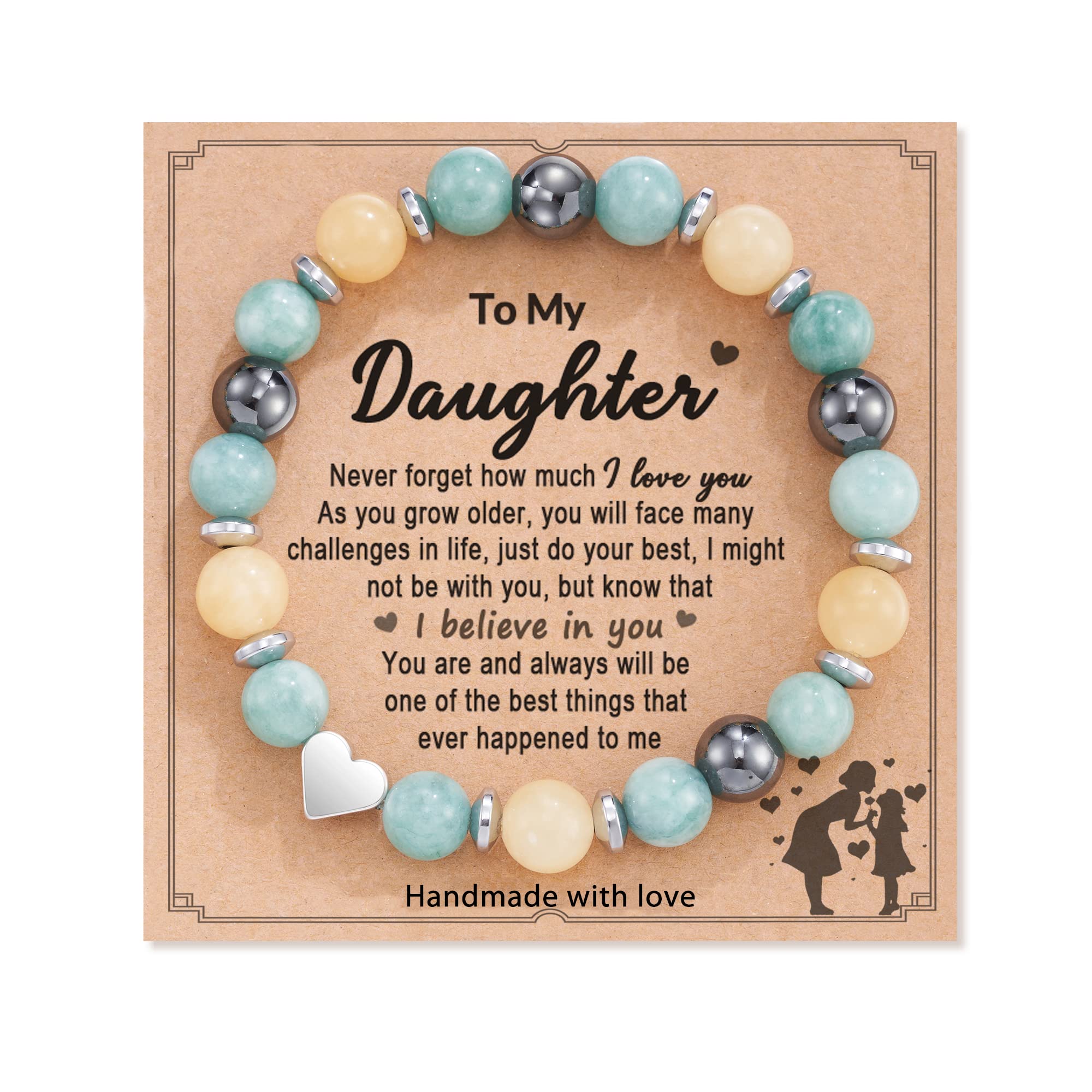 HGDEERGifts for Daughter/Granddaughter/Niece/Daughter in Law/Son Valentines Day Gifts Natural Stone Sweet Heart Bracelet from Mom Dad Grandma Aunt