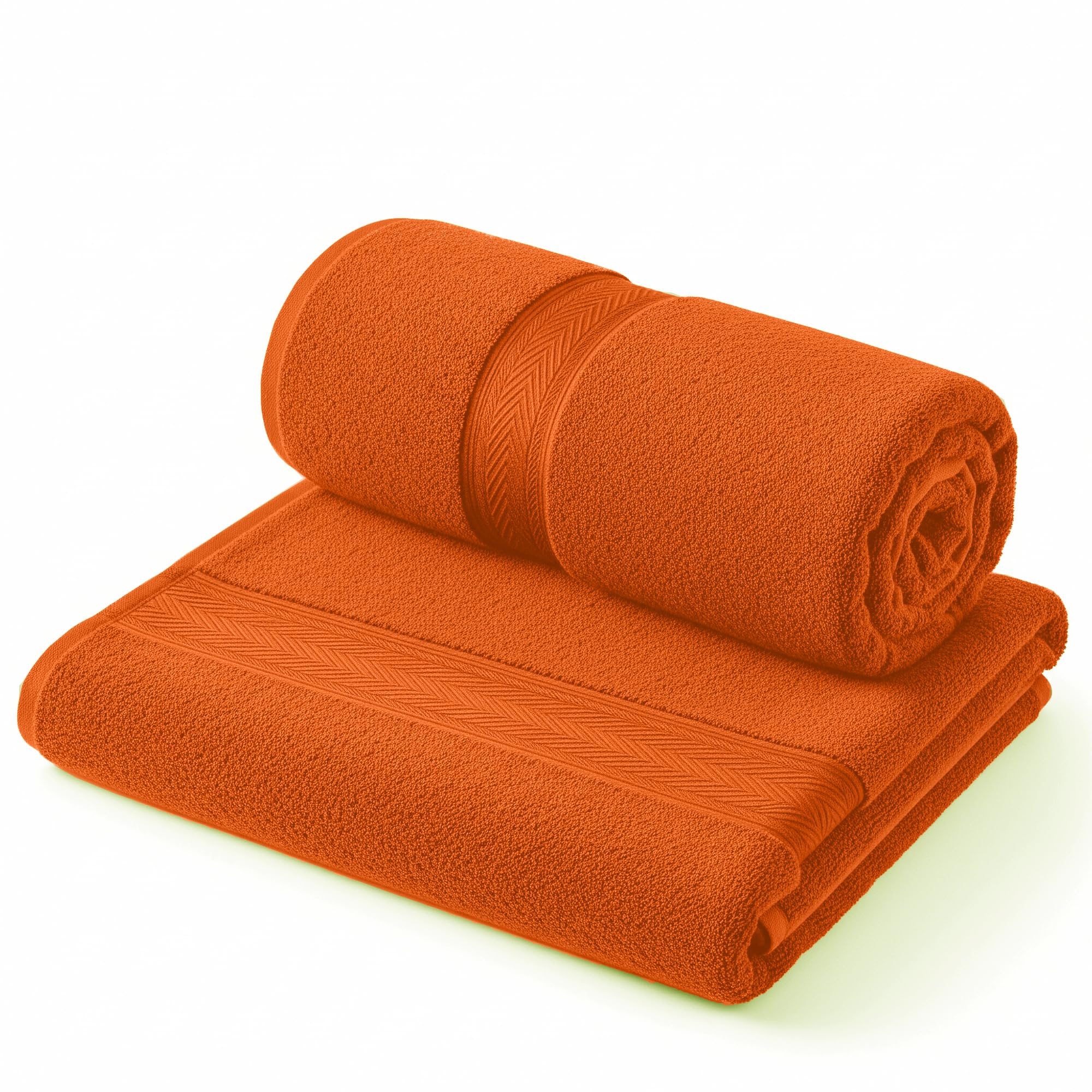 HOUSEGADS Bath Towels 70x120 cm - Pack of 2, Premium 100% Cotton, Highly Absorbent & Quick-Dry - Extra Large Bath Sheet - Towels for Bathroom, Spa, Gym, Hotel (Orange)