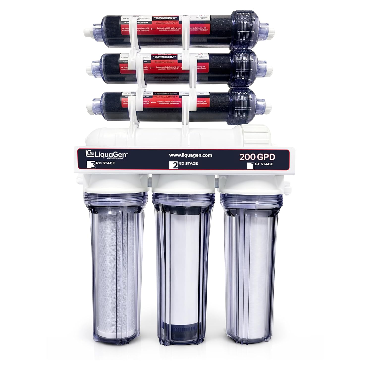 LiquaGen - Heavy Duty & High Capacity 7-Stage Aquarium Reef and Deionization Reverse Osmosis Water Filter Systems RO/DI | 0 PPM - 200 GPD