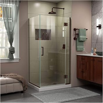 DreamLine Unidoor-X 29 3/8 in. W x 30 in. D x 72 in. H Frameless Hinged Shower Enclosure in Oil Rubbed Bronze, E12330-06