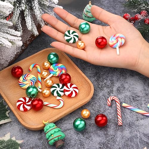 Miniatura 7 de VIDELLY Juego de relleno de jarrón flotante de Navidad, cuentas de gel de agua, perlas, bastones de caramelo, decoraciones de árbol de Navidad para