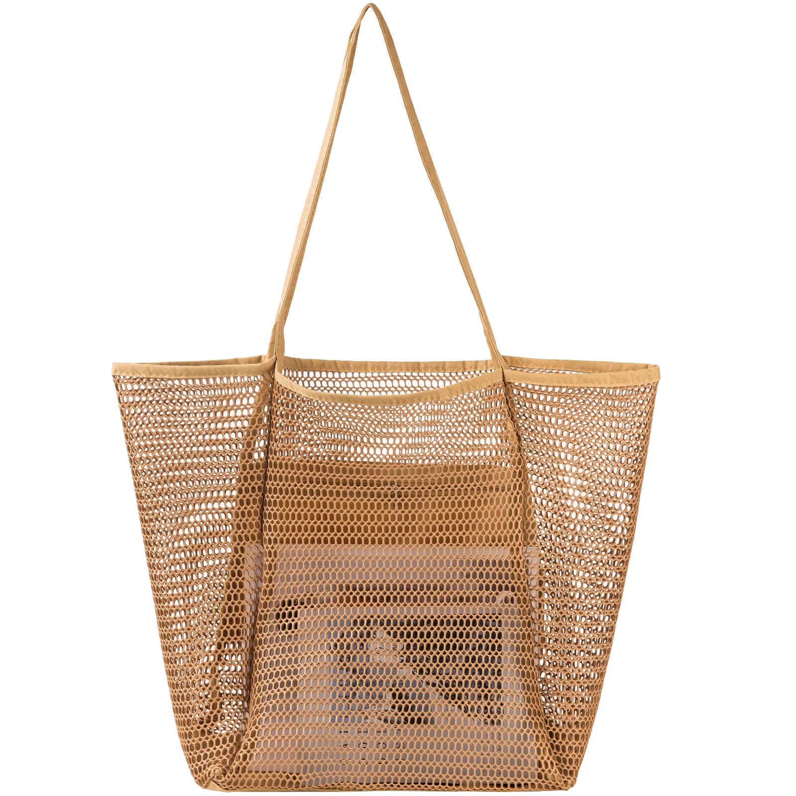 Tavaleu Mesh Beach Bag, Beach Bags for Women, Woven Straw Beach Tote Bag Waterproof with Inner Pocket, Packable Beach Bag