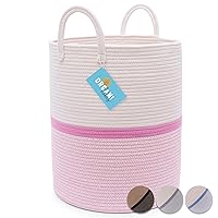 Vista 41 de OrganiHaus - Canasta tejida extragrande, alta y suave para almacenamiento de lavandería, sala de estar, almohadas y mantas, bohemia, 15 x 18