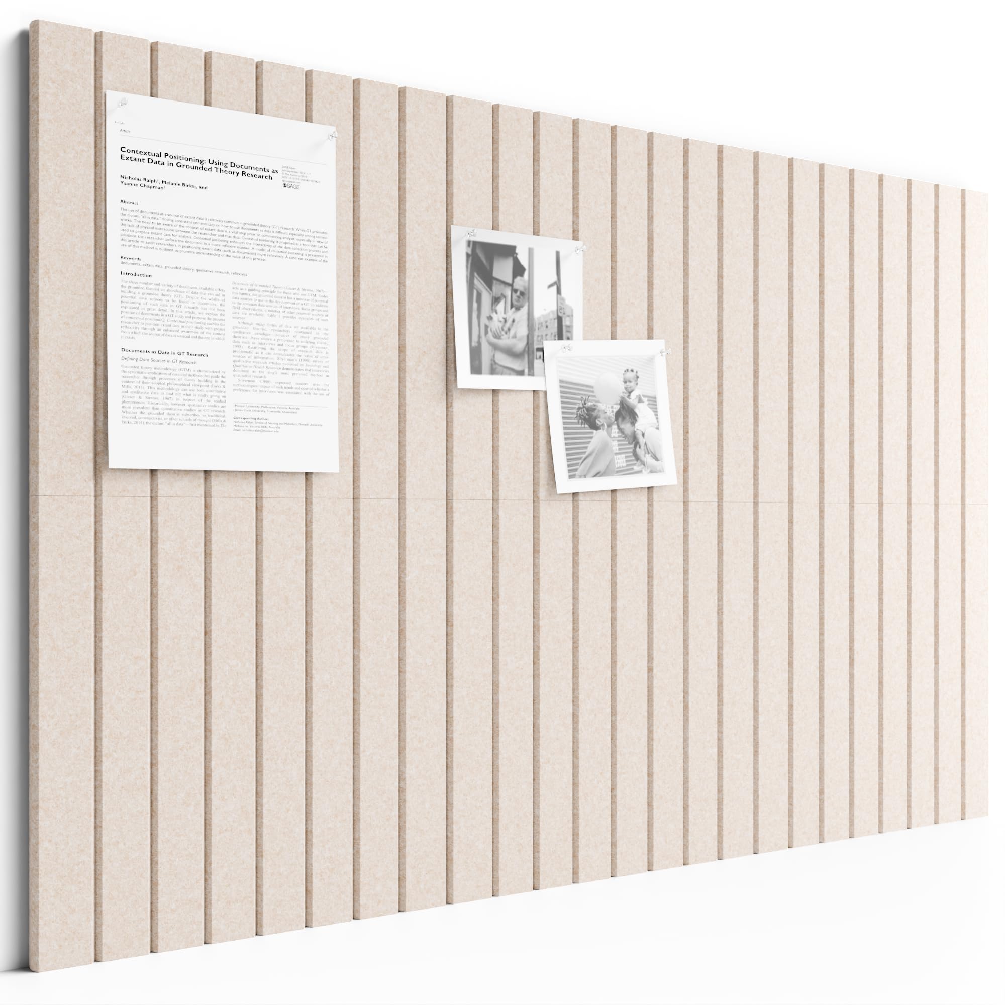 Bumusty Large Cork Board Alternative-36 x 24" Felt Bulletin Board Tiles, with 30 Pushpins, 40 Adhesive Tabs, 6-Pack Slat Wall Paneling, Cork Boards for Office Push Pin Board Felt B image 3