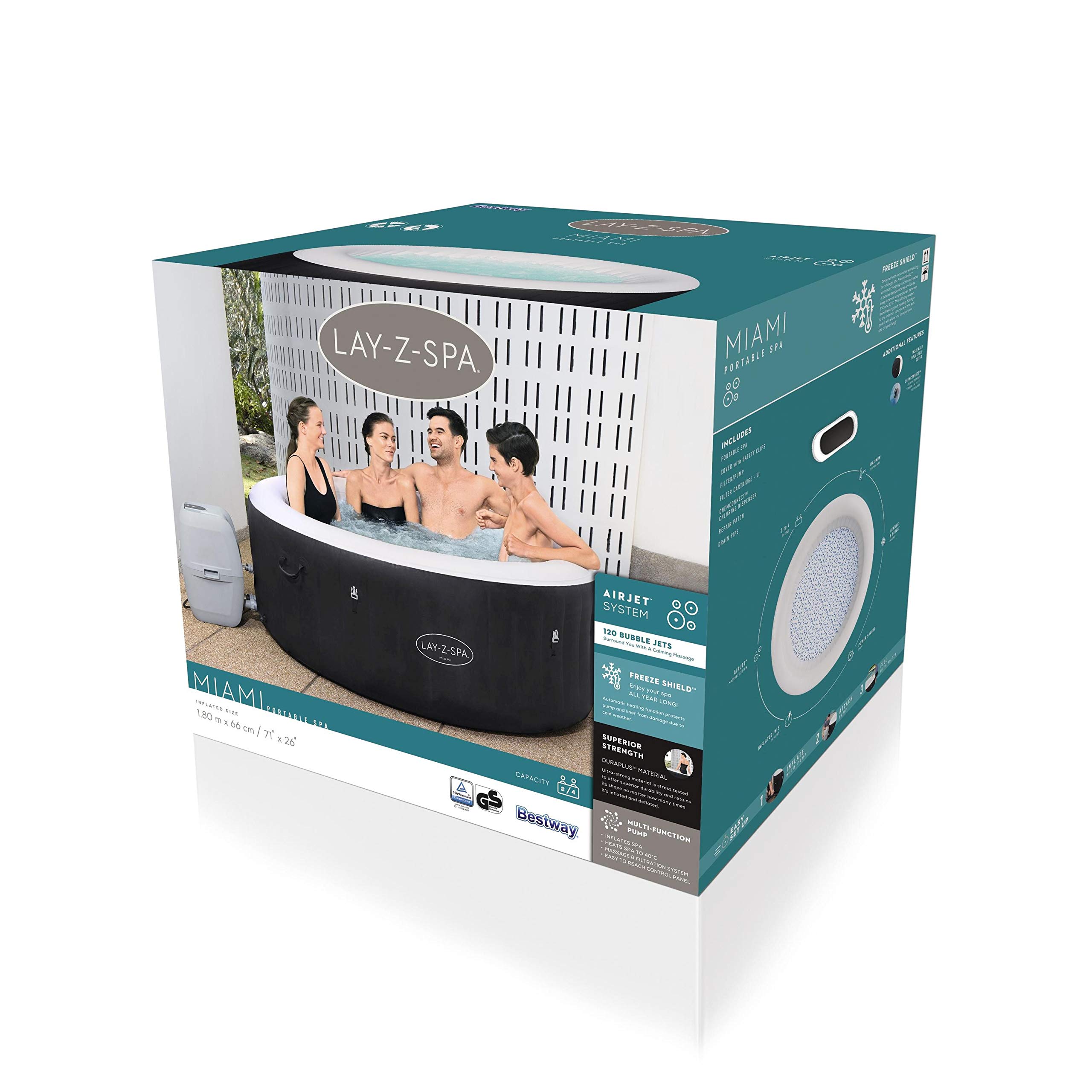 Bestway 60001 Minipiscina idromassaggio gonfiabile Miami Lay-Z-Spa AirJet