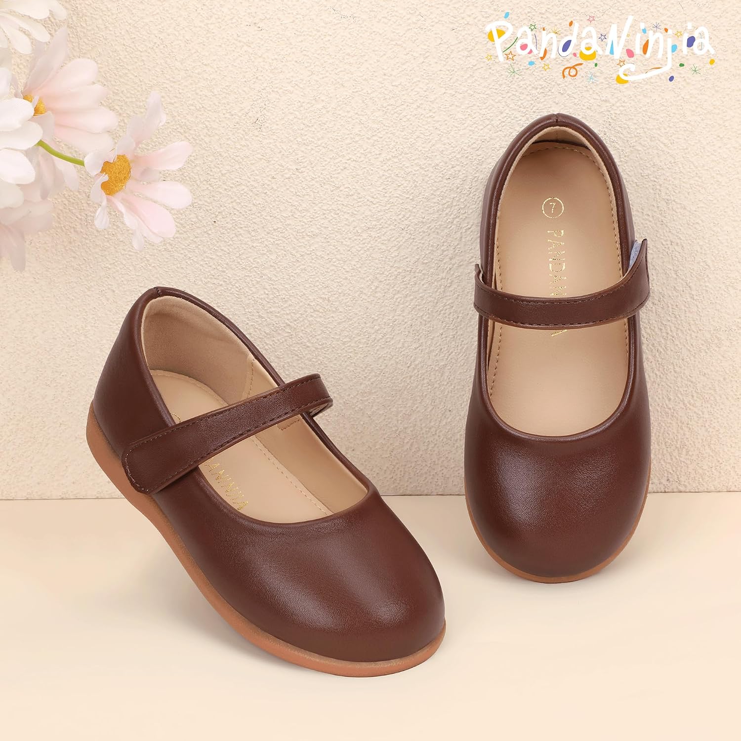 PANDANINJIA Toddler Girls Dress Shoes Mary Jane Ballet Flats