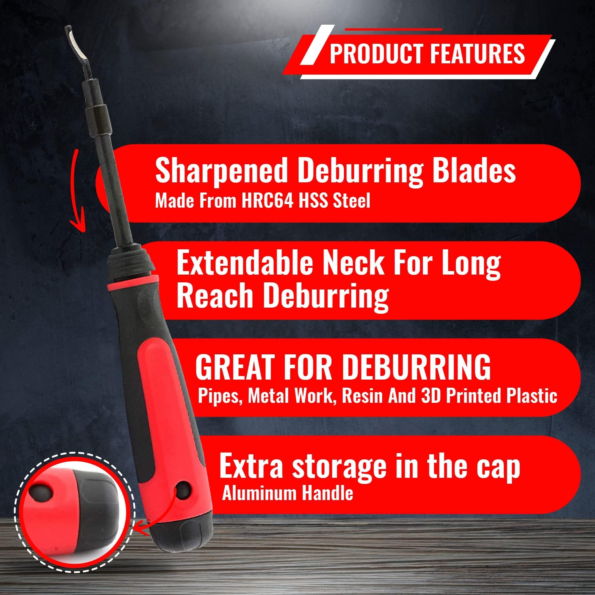 AFA Deburring Tool - 4 Inch Extendable with Blades -2