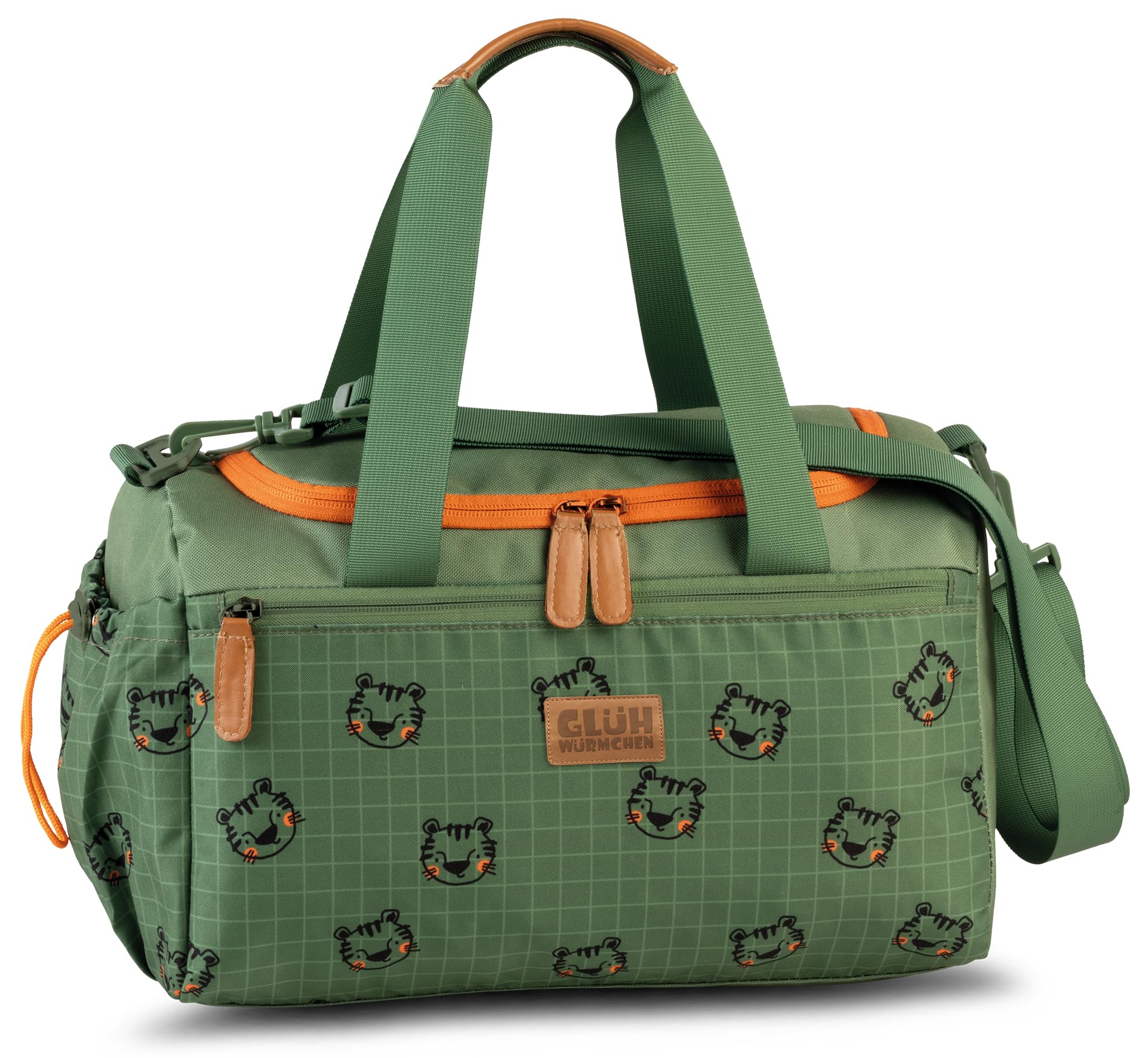 Fabrizio Glühwürmchen Sporttasche für Kinder – Reisetasche, Farben blau/rot/grün, Khaki/Schilf, Maße 35 x 21 x 18 cm