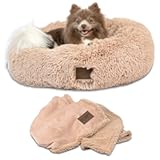 Ultra Plush Calming Anti-Anxiety Pet Bed - Includes Super Soft Comfort Blanket - Great Medium Dog, Puppy and Cat Bed