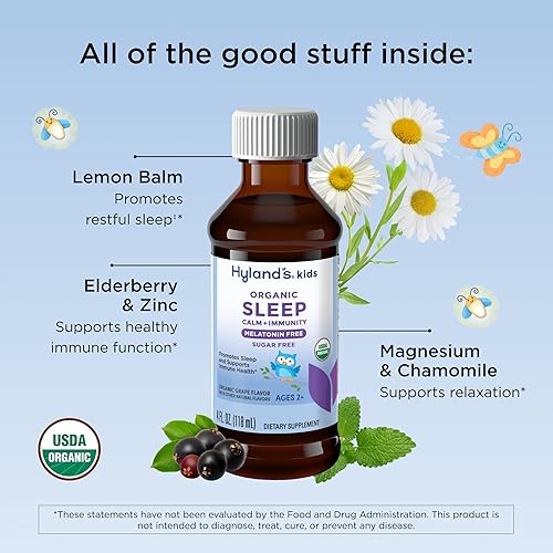 Miniatura 3 de Hyland's Líquido Orgánico para Dormir Tranquilo e Inmunidad sin Melatonina para Niños, Sin Azúcar con Magnesio, Vitamina D, Zinc y Saúco, Promueve