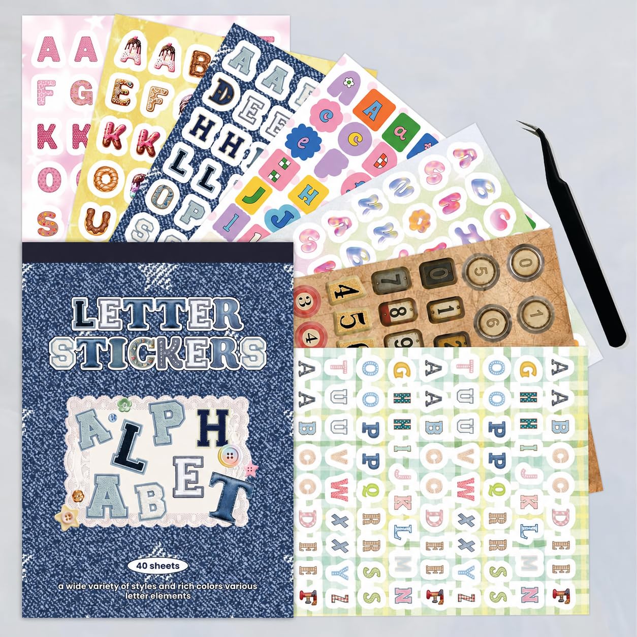 1500 Alphabet Letter Stickers - Vintage Scrapbook Supplies -9
