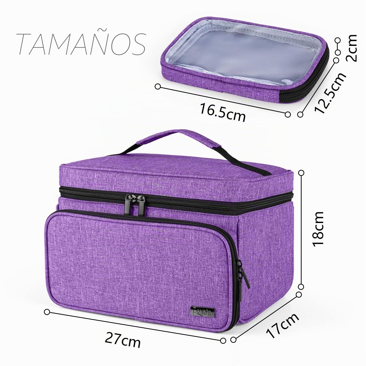 Luxja Bolsa para Kit de Costuracon 2 Bolsillos Transparentes Desmontables | Bolsa para Hilo, Agujas, Tijeras y Otras Herramientas de Costura (Solo Bolsa), Púrpura
