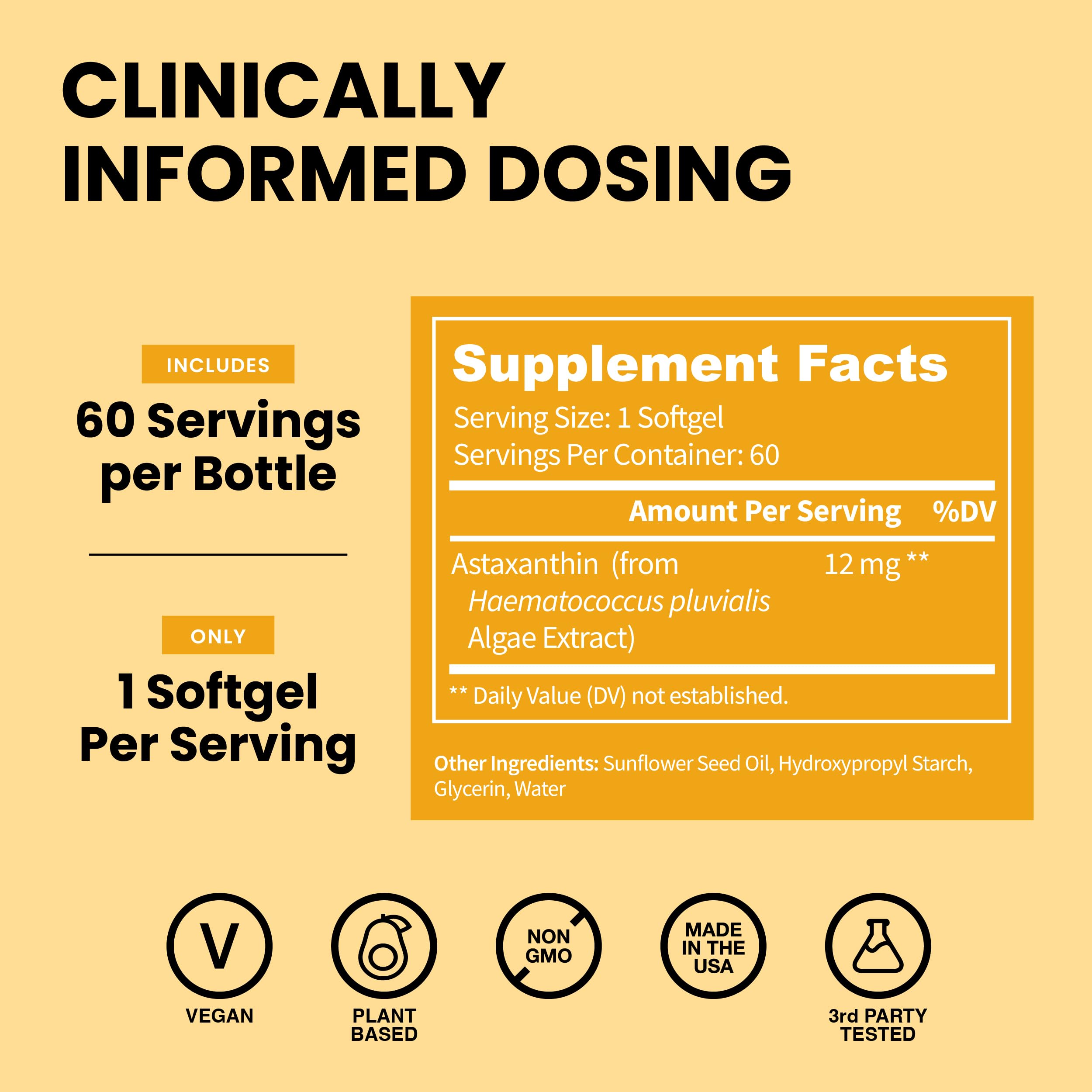 Astaxanthin Supplements 12mg - Vegan, Antioxidant Skin Support, 60 Ct — Amazon image 4