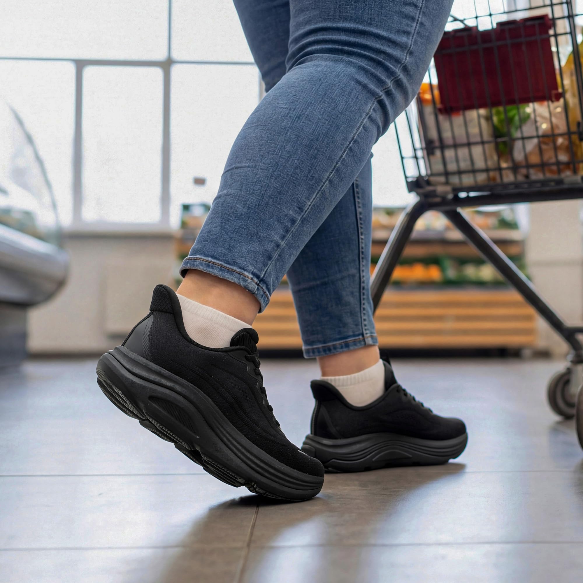 ALLSWIFIT Zapatos deportivos para mujer, sin cordones, con cojín manos libres, para correr, tenis, cómodos soporte de arco, gimnasio, entrenamiento, atléticos, a la moda