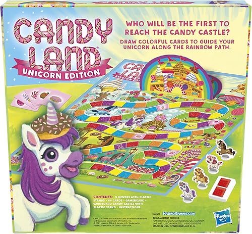 Vista 2 de Hasbro Gaming Candy Land Unicorn Edition - Juego de mesa preescolar Regalos de regreso a clases para niños Juguetes para el aula A partir de 3