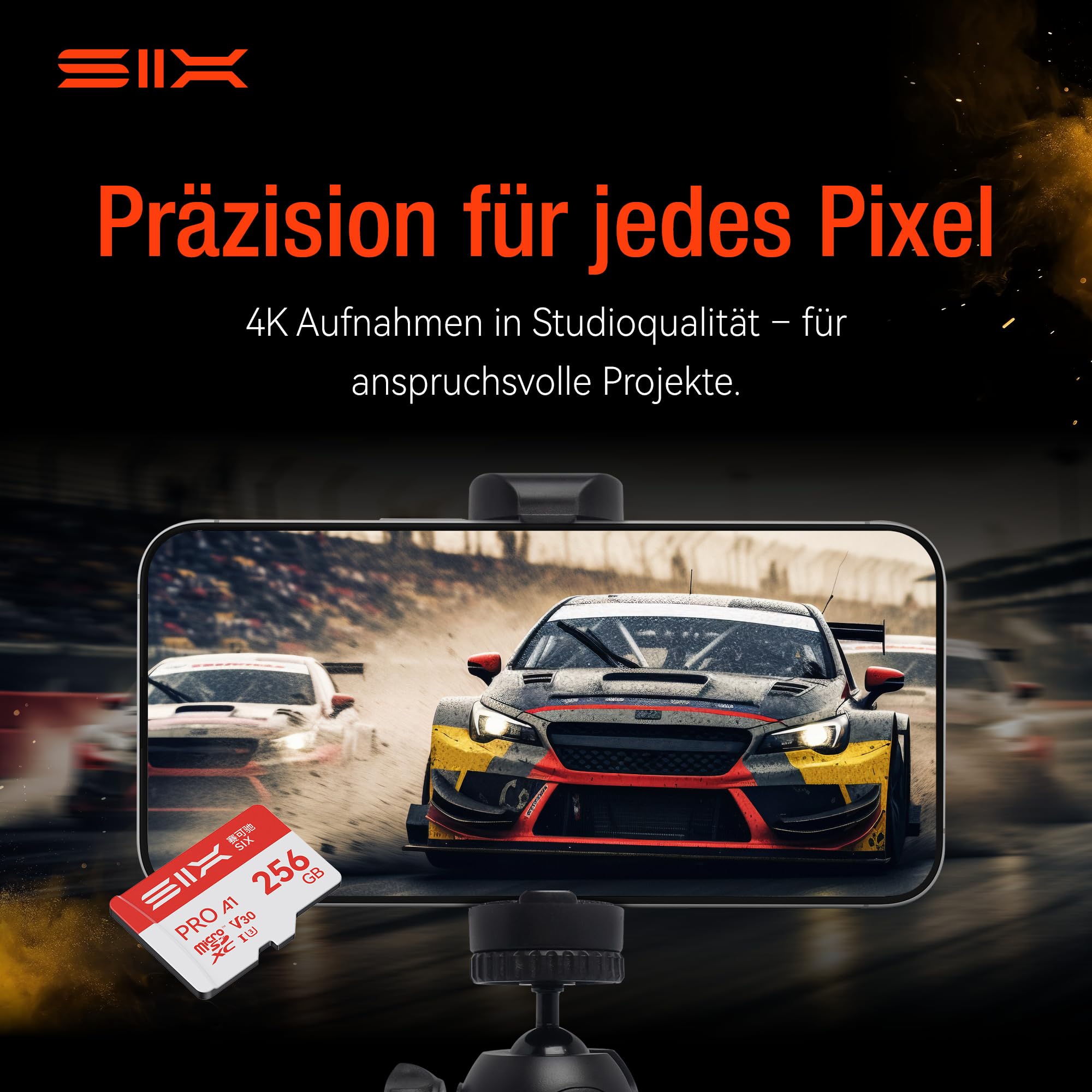 SIX 128GB Micro SD Karte - U3 V30 A1 100 MB/s Lesen Endurance MicroSDXC Memory Speicherkarte mit Adapter/Kartenleser für 4K UHD Enabled Dashcams, Action Cameras, Drones 128 gb Microsd Card
