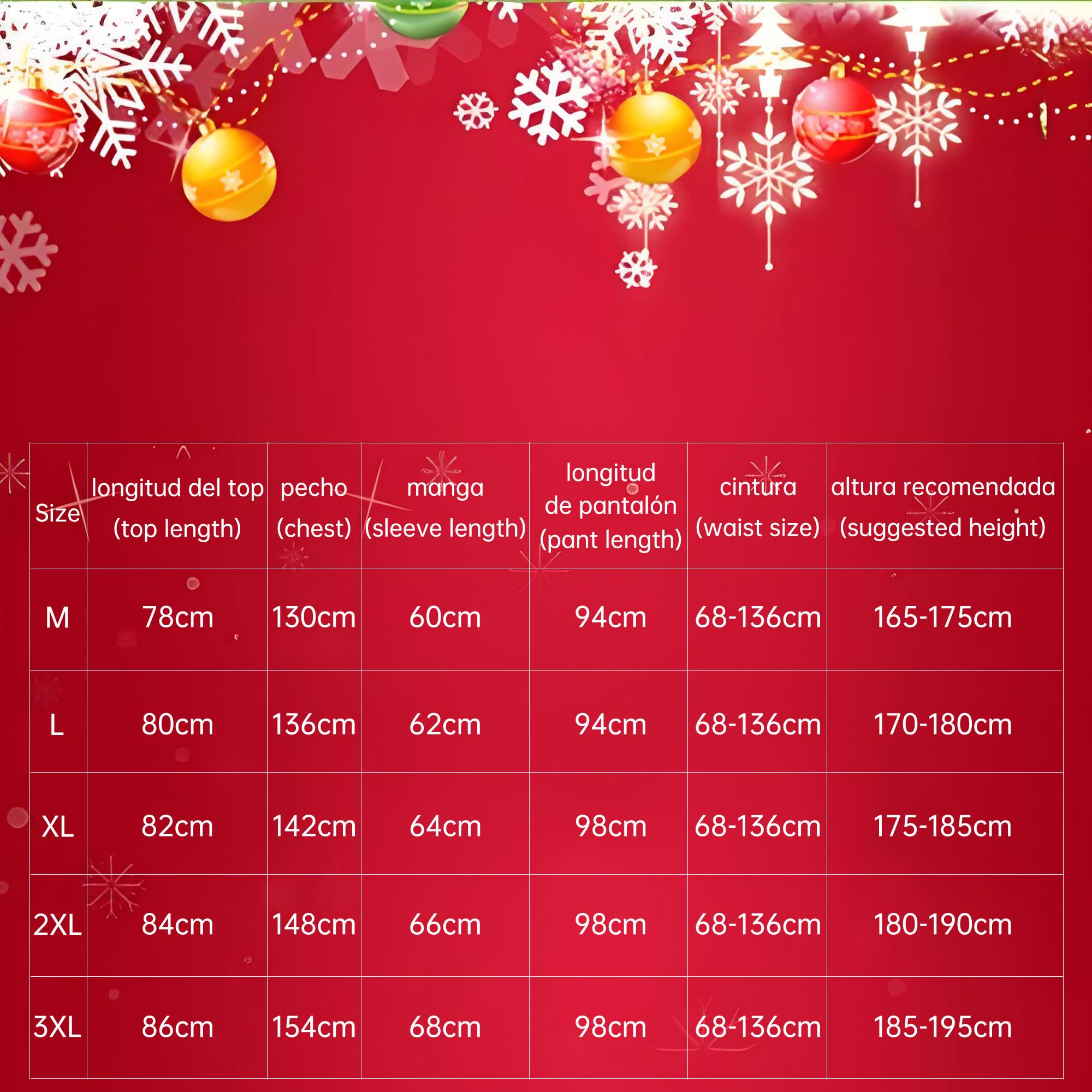 Disfraz de Papá Noel para Hombre Traje de Navidad Ropa de Papá Noel Santa Claus Christmas Suit Adulto Cosplay（L）