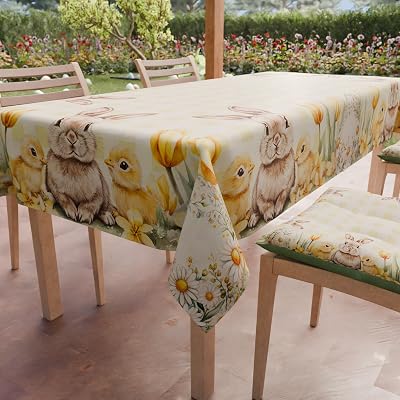 PETTI Artigiani Italiani - Tovaglia Pasqua Antimacchia Rettangolare Copritavolo Pasquale Cucina Disegno 26 30 X6 Posti (140x180 cm) 100% Made in Italy
