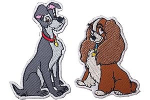 2 Pcs Lady and The Tramp Patches Iron Embroidered Patches