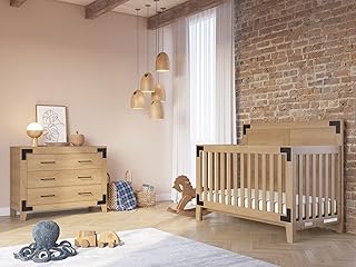 Child Craft Lucas Crib and Dresser Nursery Set, 2-Piece, Includes 4-in-1 Convertible Crib and 3-Drawer Dresser, Grows with Your Baby (Nutmeg)