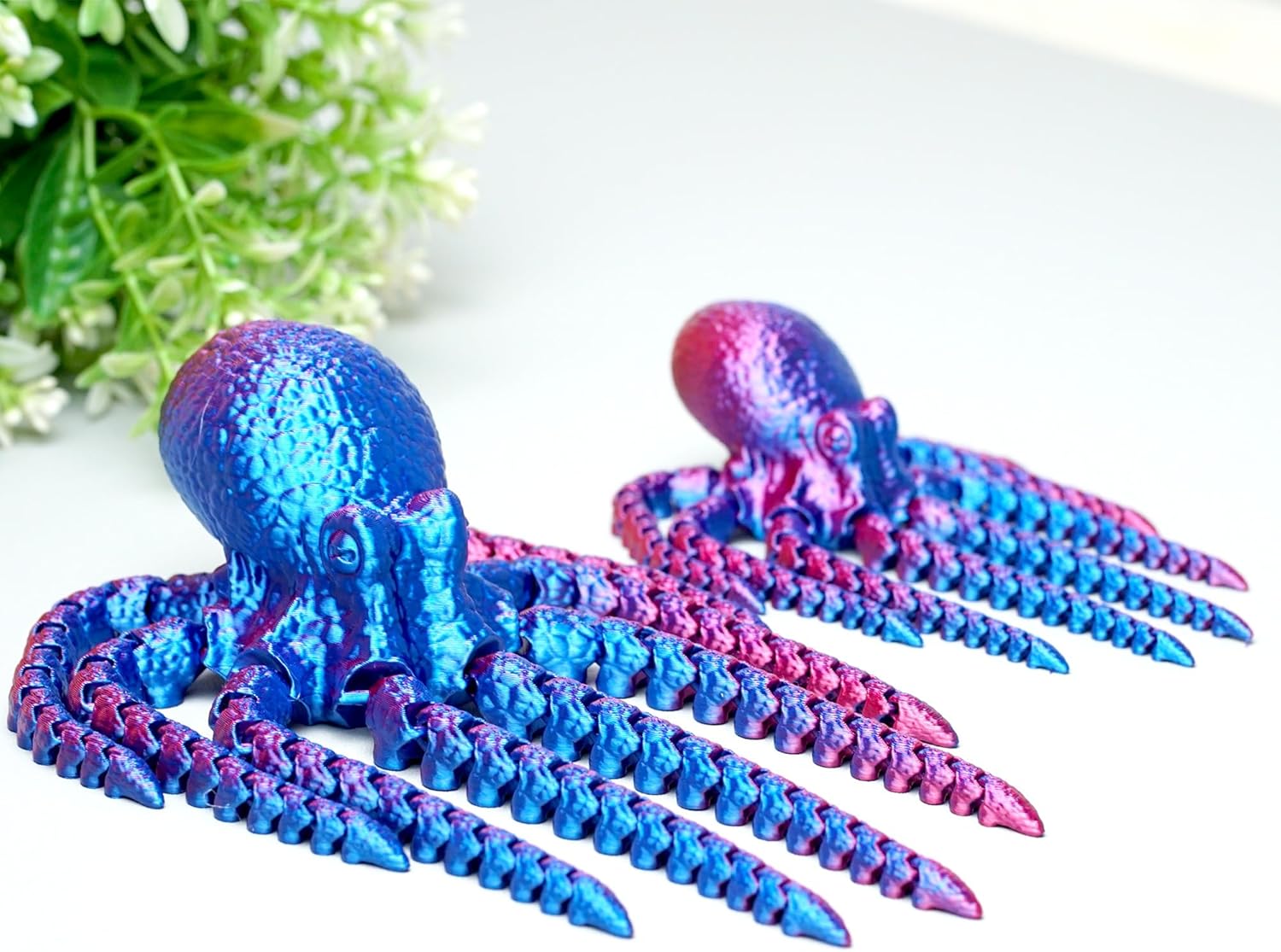 2pcs 3D Printed Octopus Model,Flexible Realistic Articulated Animal Fidget Toys,Mystery Figurines Gifts for Easter,Executive Desk Funny Décor and Festival Collectible,Easter Basket Stuffers (RB)