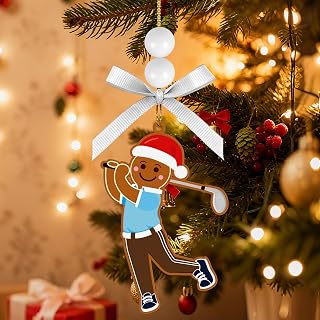 4in Gingerbread Man Golf Easter Tree Ornaments Gingerbread Wooden Easter Ornament for Carnival Holiday Birthday Party Home Hanging Decorations for Golf Lovers Sport Players Fans
