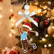 4in Gingerbread Man Golf Ornaments for Christmas Tree Gingerbread Wooden Christmas Ornament for Xmas Holiday Birthday Party Home Hanging Decorations for Golf Lovers Sport Players Fans