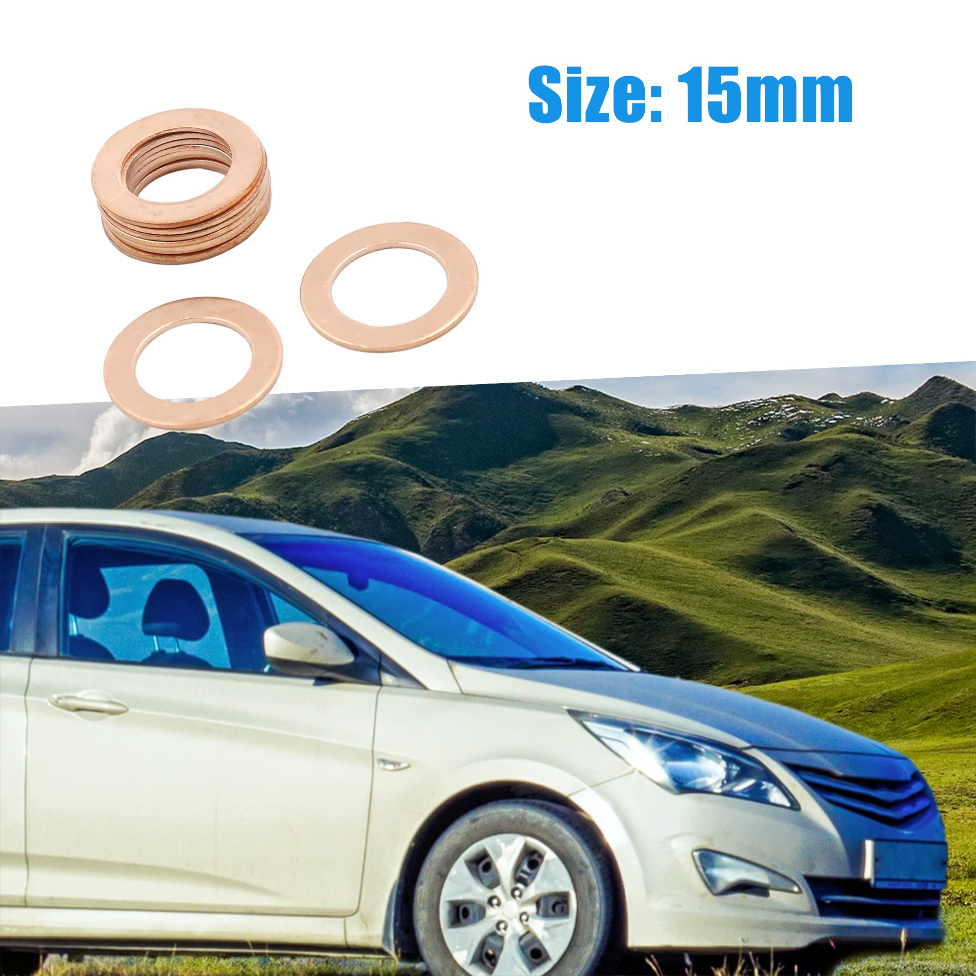 50 Stück Kupfer Unterlegscheiben 8x15x1mm | Flachdichtungsringe | Für Auto & Industrie