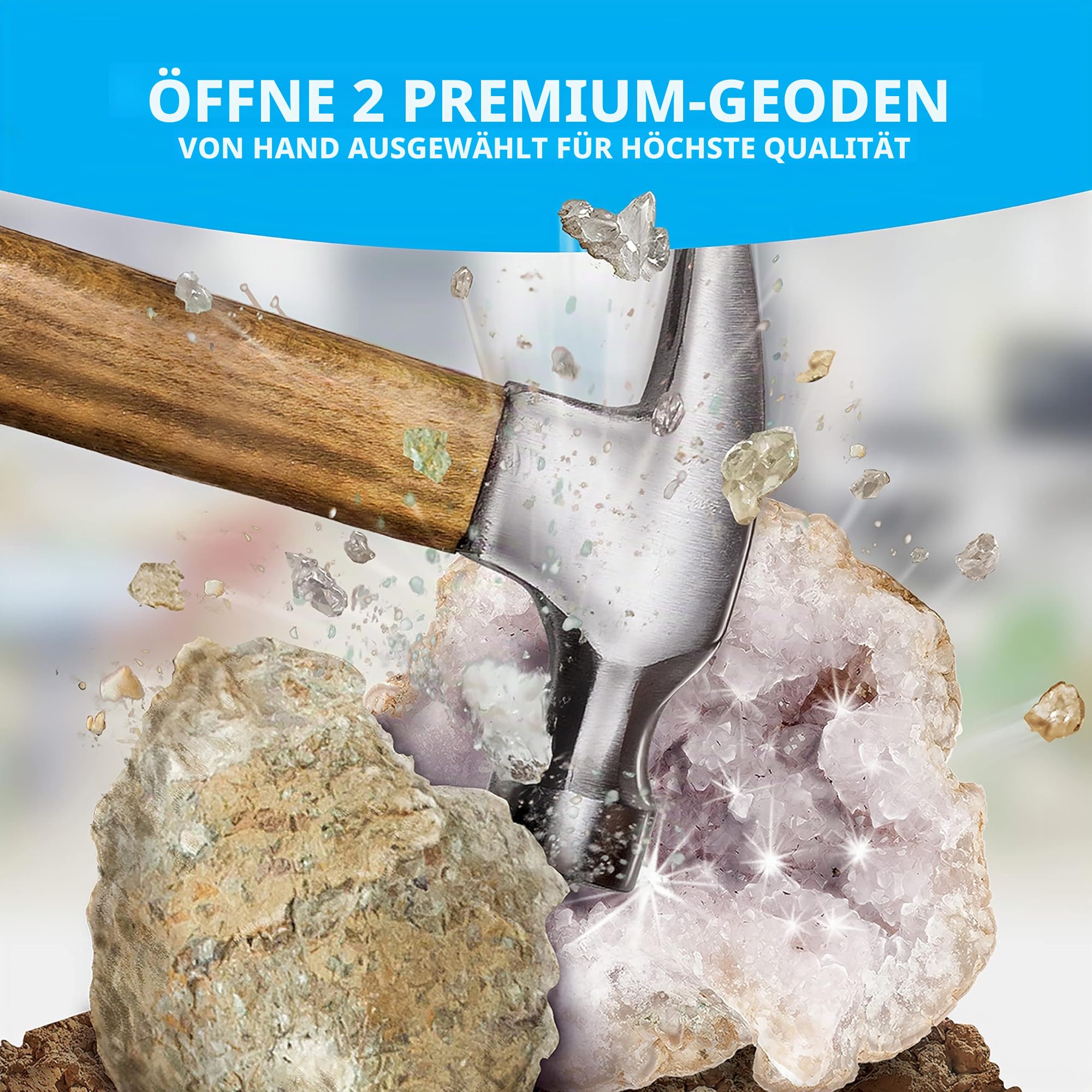 NATIONAL Geographic Edelsteine und Fossilien Set - 300-teiliges Set mit Geoden und Echten Fossilien -Rosenquarz Jaspis Aventurin - Viele Weitere Kristalle und Edelsteine für Kinder | Echte Felsen, Mineralien & Kristalle, 2 aufbrechbare Geoden, Lupe, Aufbe
