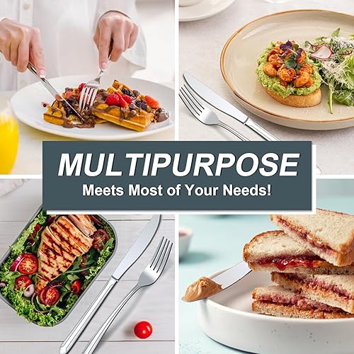 Miniatura 6 de BEWOS Cuchillos de cena de 24 piezas, juego de cuchillos de cena de 9 pulgadas, cuchillo de mantequilla, cuchillos de acero inoxidable de grado