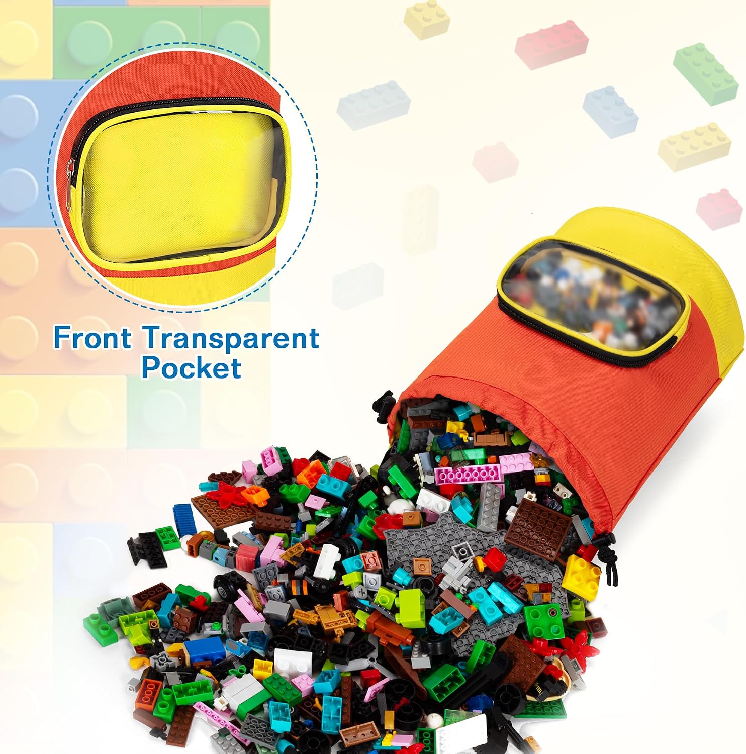Rexmica Drawstring Toy Storage Organizer Bag for Building Blocks (Small)