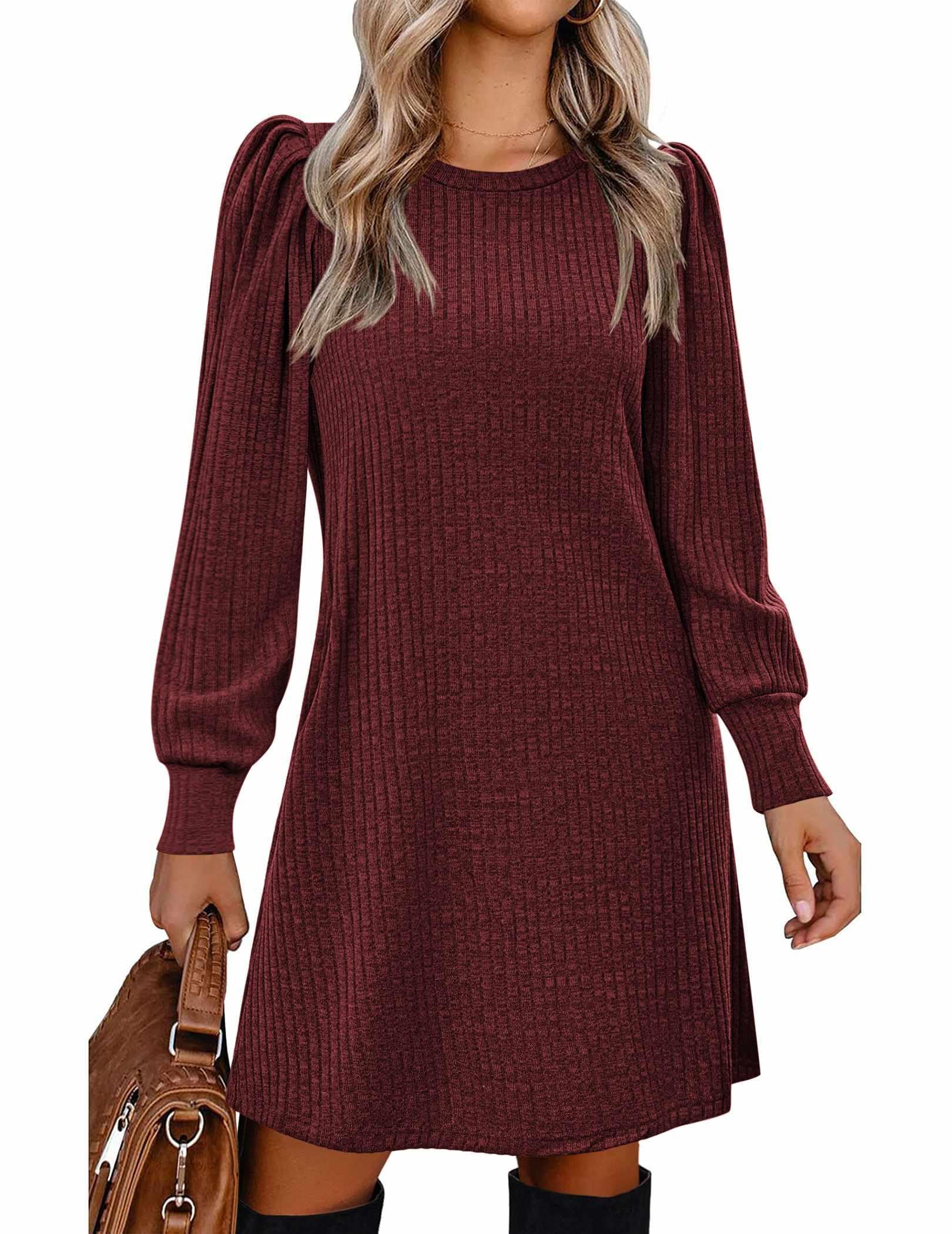 Women Fall Winter Dress Knitted Pullover Dresses