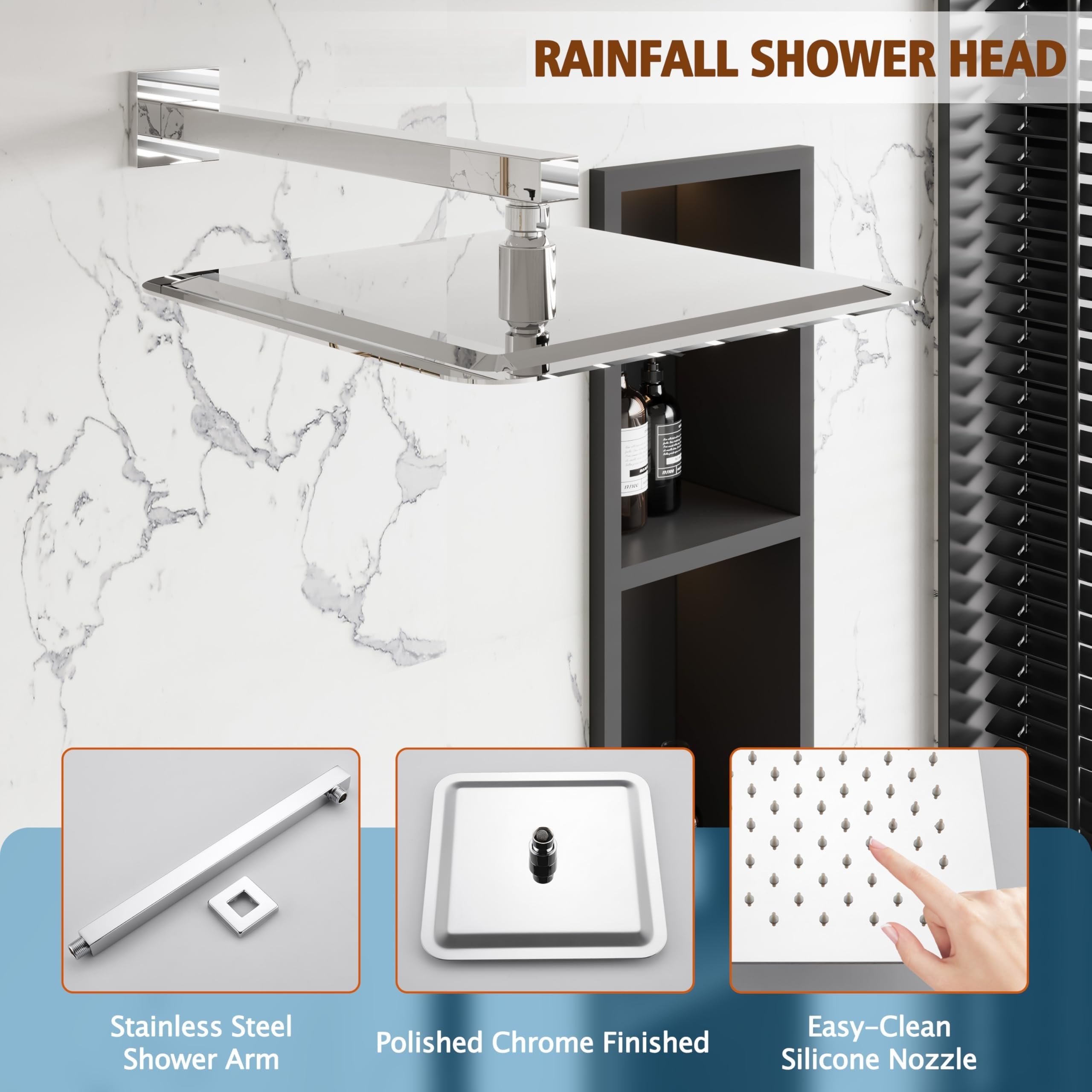 Clinton Ultra Sleek Stainless Steel Shower Head - Chrome -4 Clinton Ultra Sleek Stainless Steel Shower Head - Chrome -4