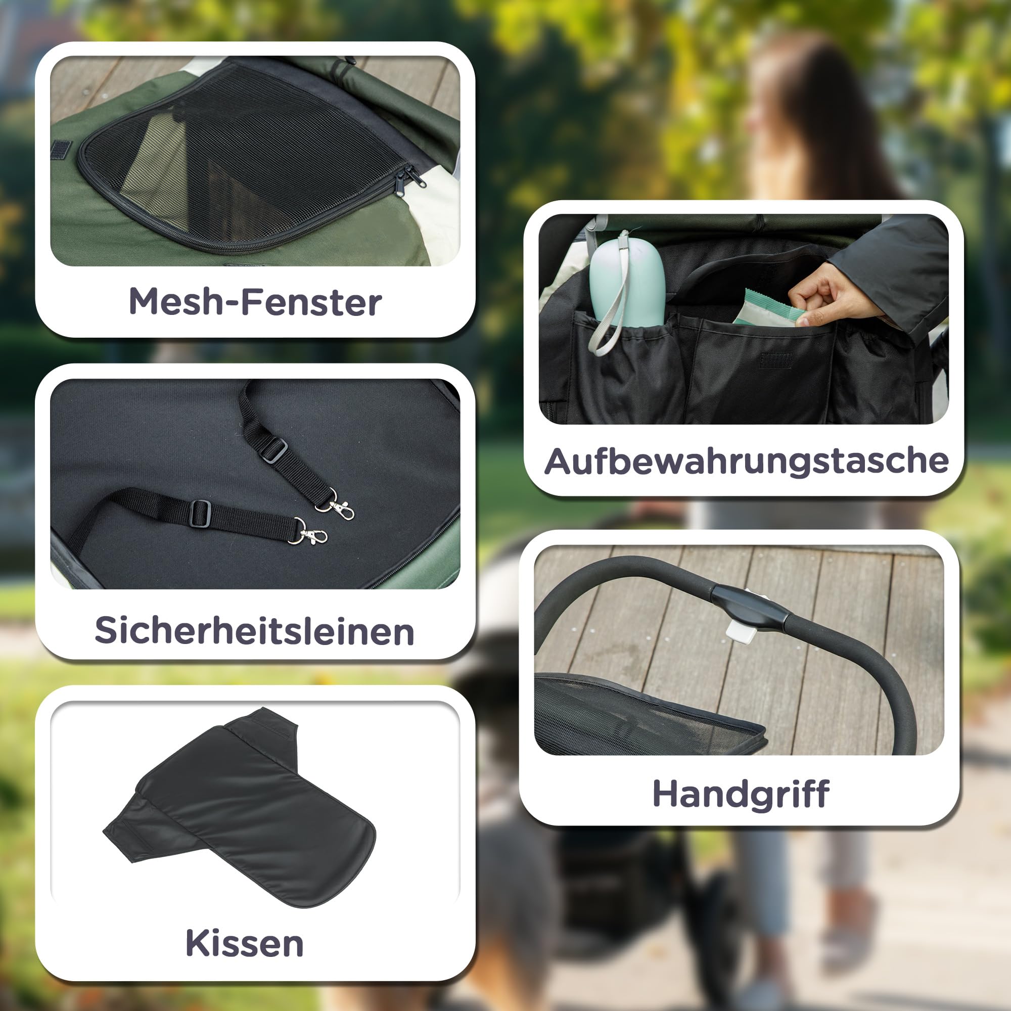 PawHut Cochecito plegable para perros y gatos grandes, hasta 30 kg, con cojín, ventanas de red y puertas, bolsa de almacenamiento, color verde oscuro