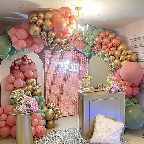 Miniatura 9 de Globos verde salvia y rosa polvoriento, globos retro rosa apagado, verde, blanco, dorado, para niñas y mujeres, flores silvestres florales, hadas,