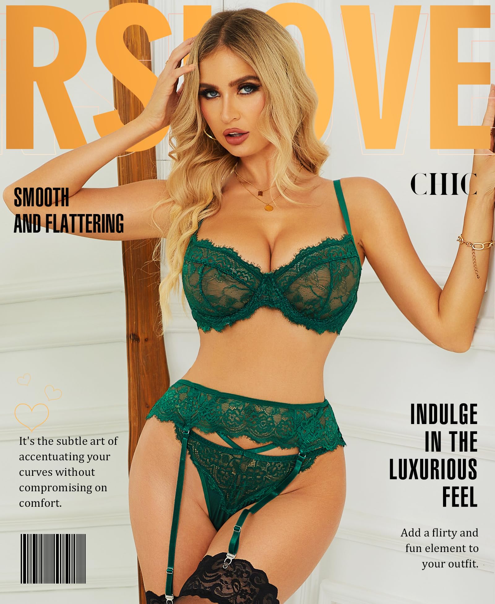 RSLOVE Ensemble Sexy Femme Dentelle - sous-Vêtements Soutien-Gorge et Culotte 3 Pièces
